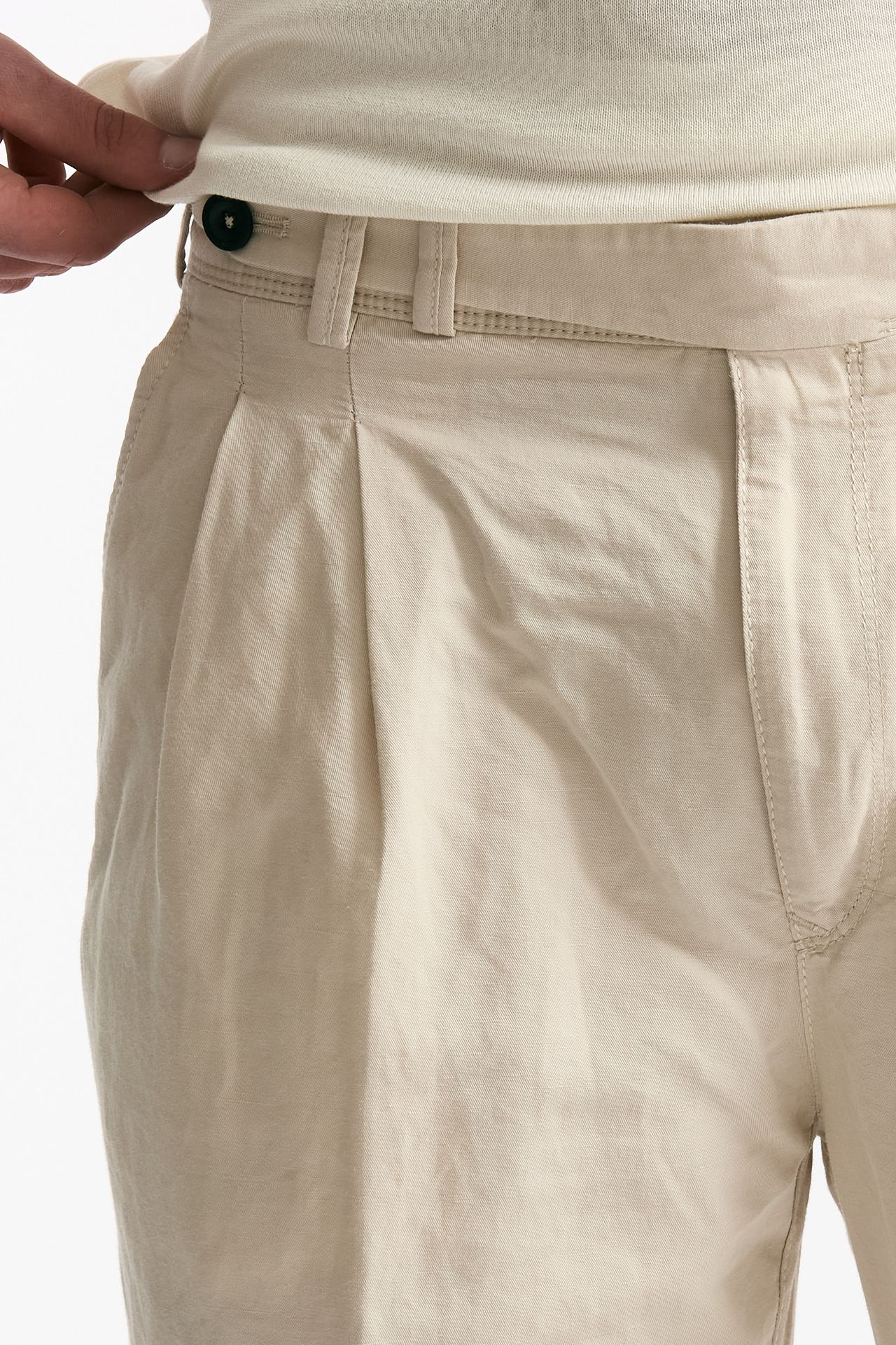 Pantalone REWORKED- CARROT in lino e cotone panna uomo Pt torino - 6