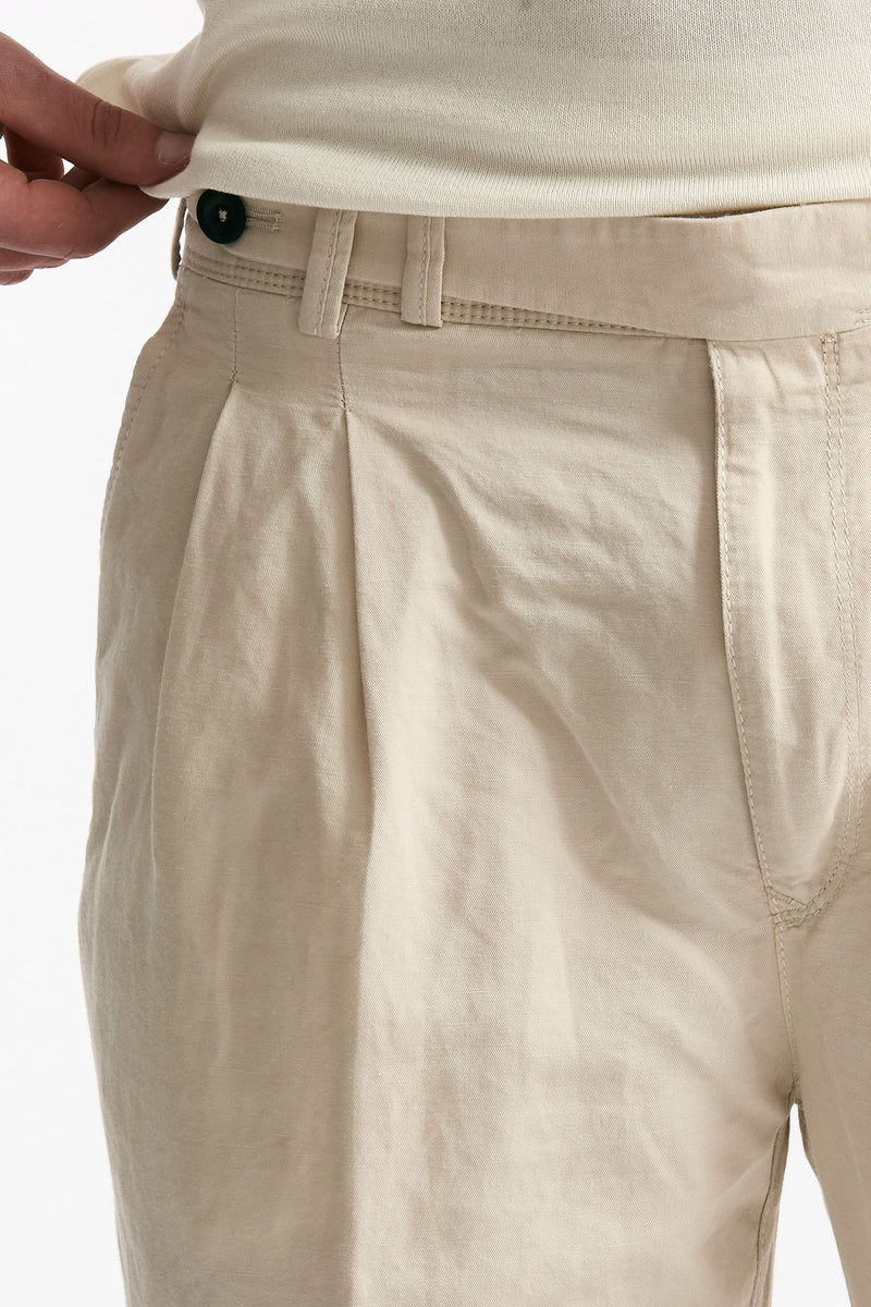 Pantalone REWORKED- CARROT in lino e cotone panna uomo Pt torino - 6