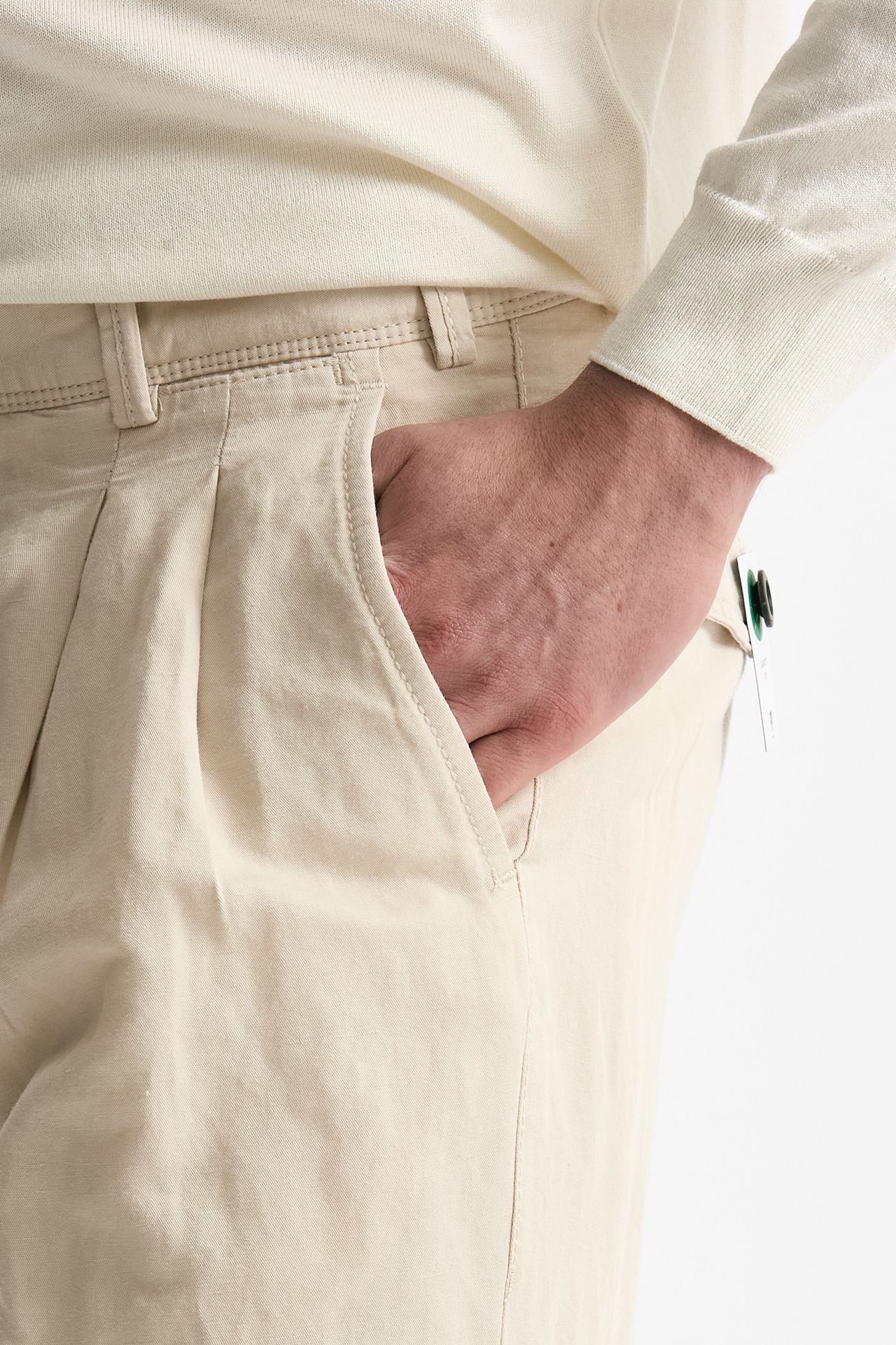 Pantalone REWORKED- CARROT in lino e cotone panna uomo Pt torino - 7