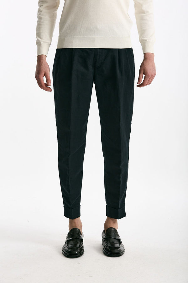 Pantalone REWORKED- CARROT in lino e cotone blu uomo Pt torino