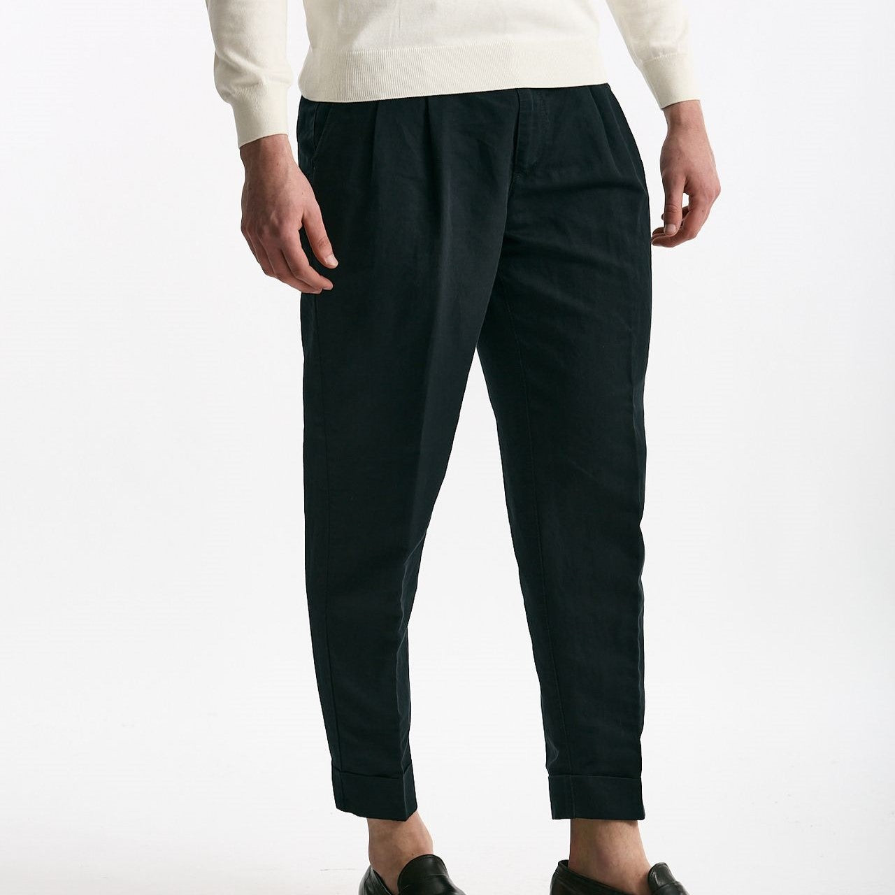 Pantalone REWORKED- CARROT in lino e cotone blu uomo Pt torino - 9