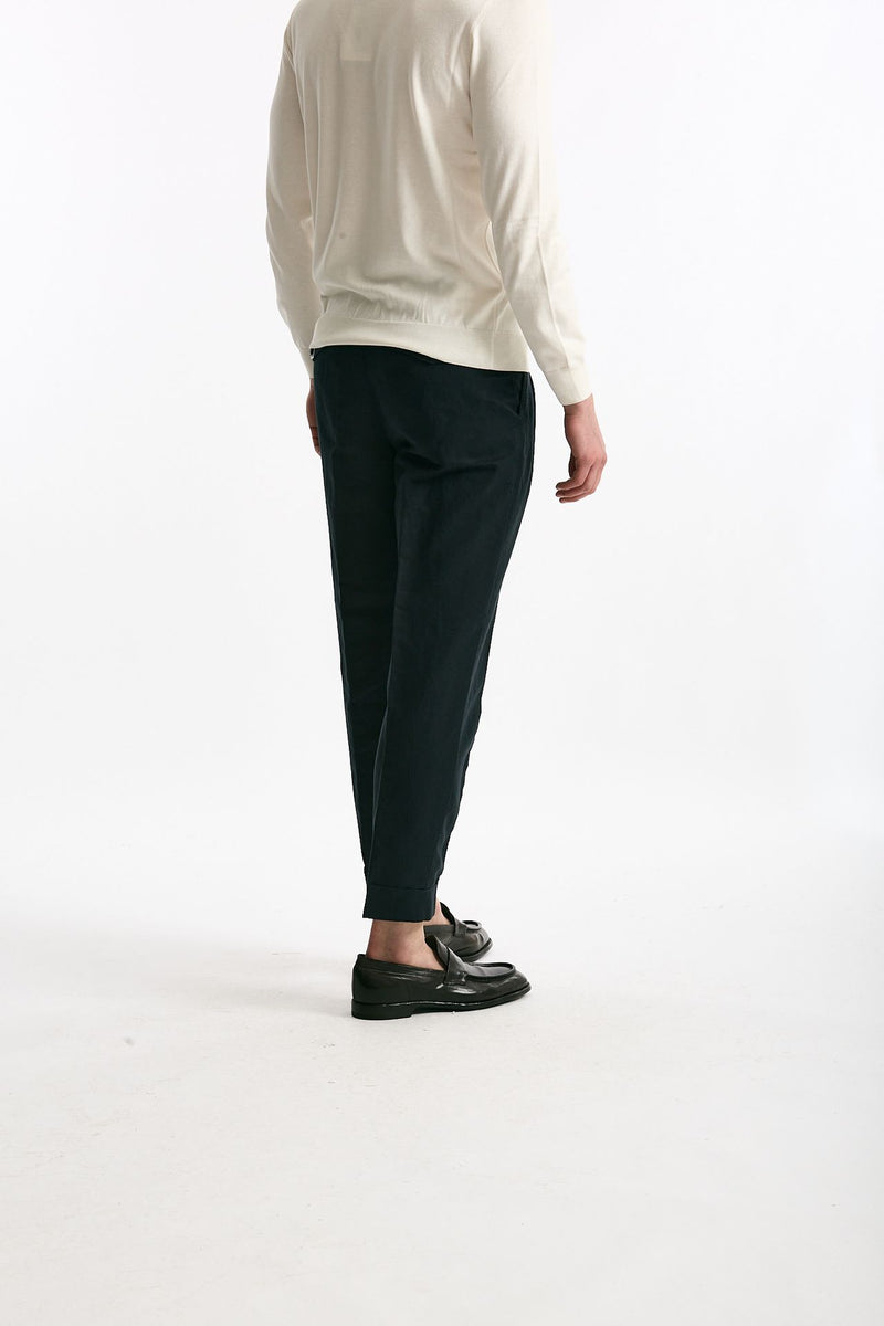 Pantalone REWORKED- CARROT in lino e cotone blu uomo Pt torino - 3
