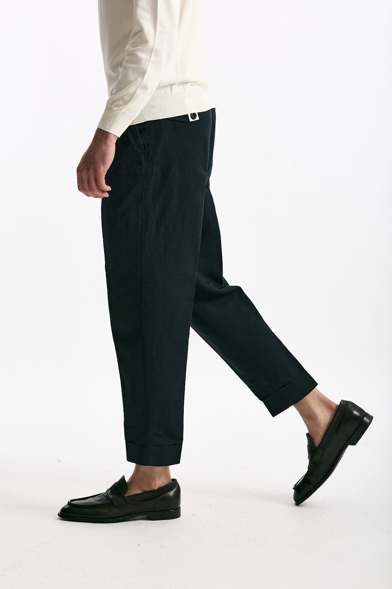 Pantalone REWORKED- CARROT in lino e cotone blu uomo Pt torino - 4