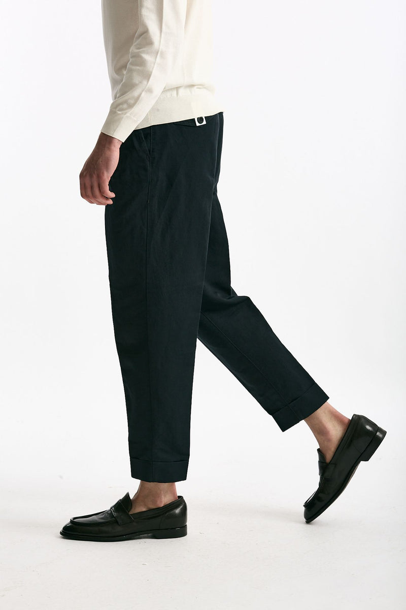 Pantalone REWORKED- CARROT in lino e cotone blu uomo Pt torino - 4