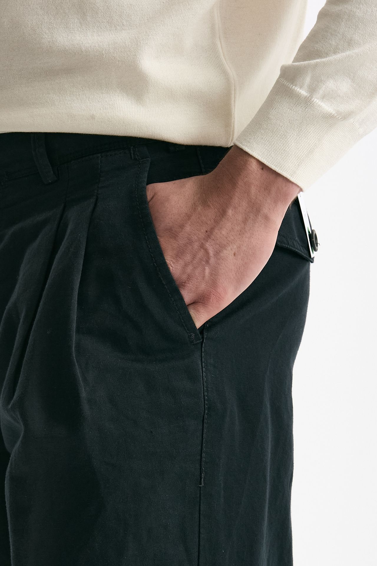 Pantalone REWORKED- CARROT in lino e cotone blu uomo Pt torino - 6