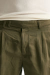 Pantalone REWORKED- CARROT in lino e cotone verde uomo Pt torino - 5