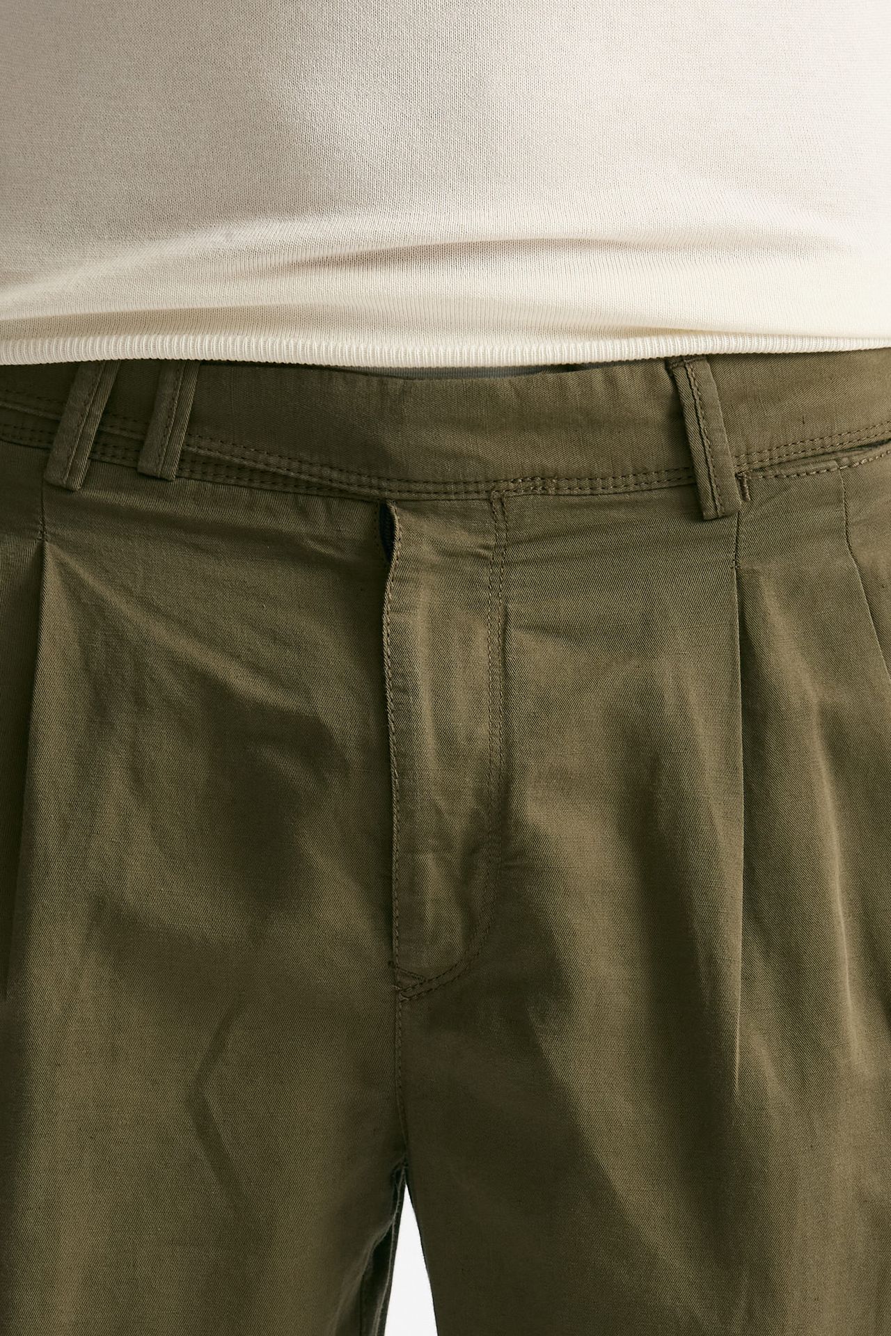 Pantalone REWORKED- CARROT in lino e cotone verde uomo Pt torino - 5