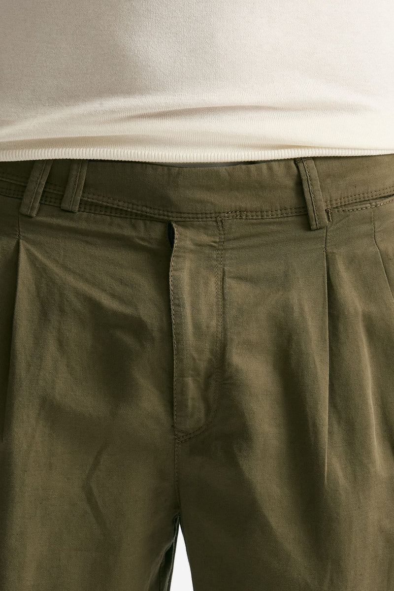Pantalone REWORKED- CARROT in lino e cotone verde uomo Pt torino - 5