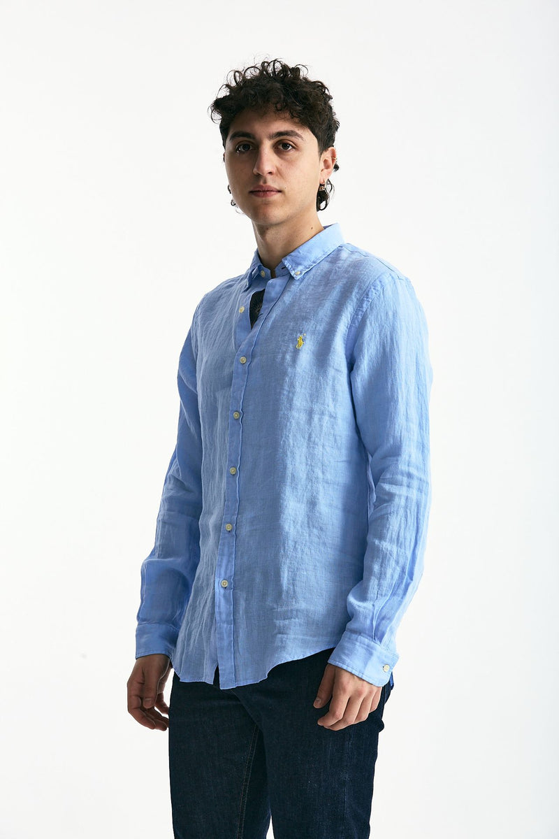 Camicia in lino azzurro uomo Polo ralph lauren - 1