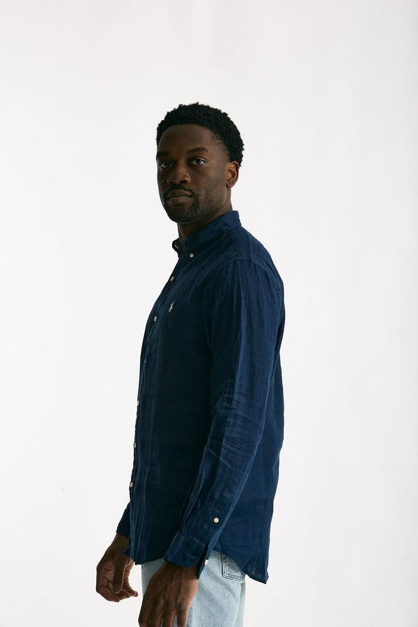 Camicia in lino blu uomo Polo ralph lauren