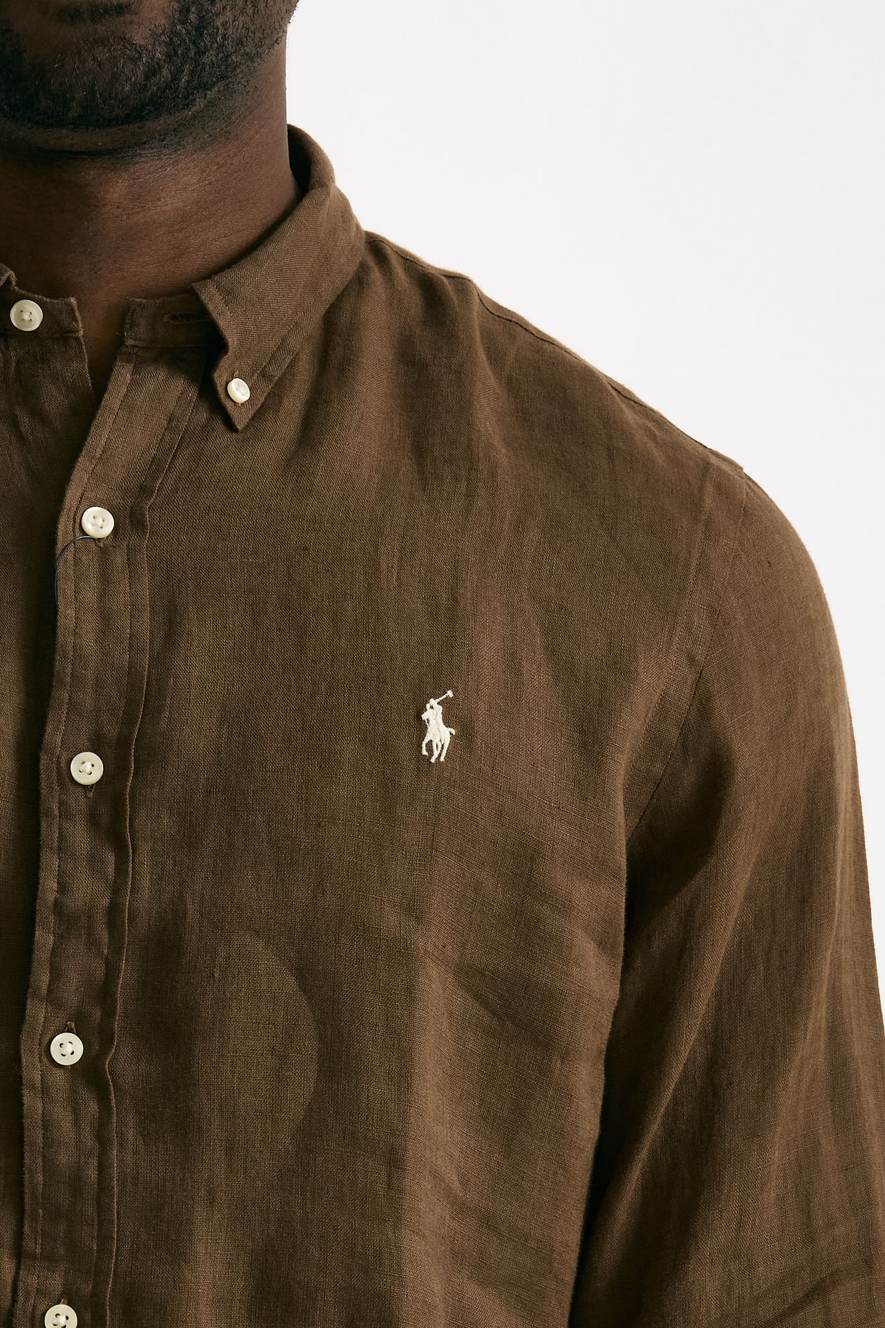Camicia in lino marrone uomo Polo ralph lauren - 5