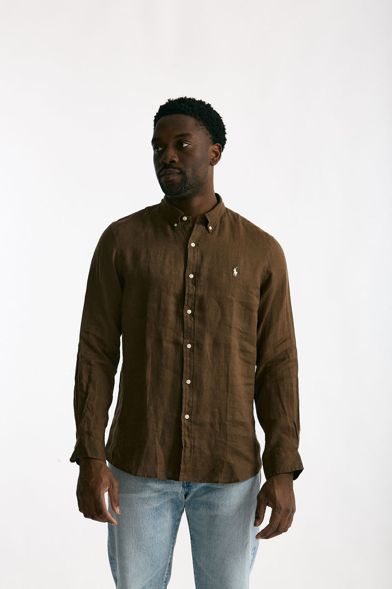 Camicia in lino marrone uomo Polo ralph lauren - 2