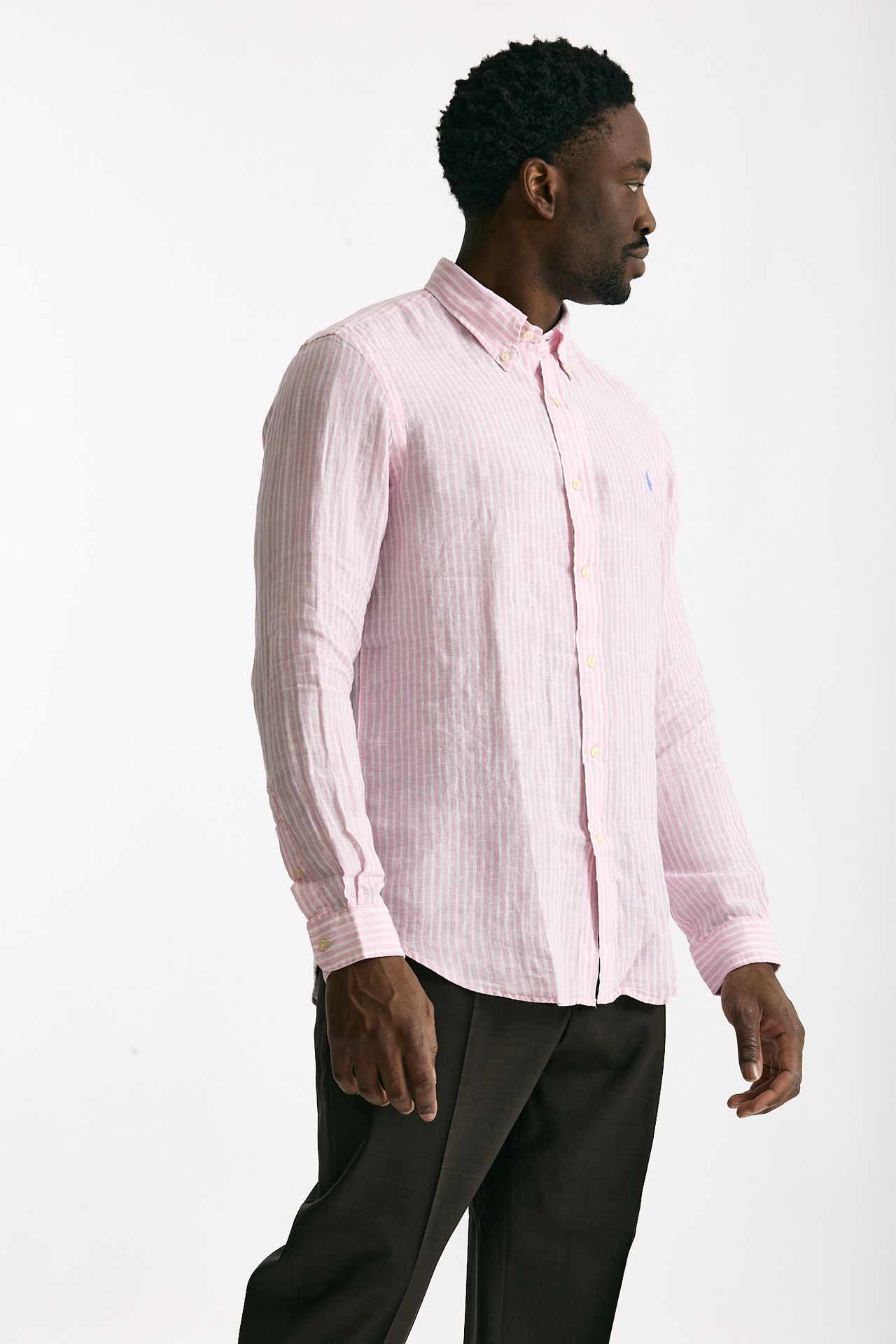 Camicia in lino bianco e rosa uomo Polo ralph lauren - 1