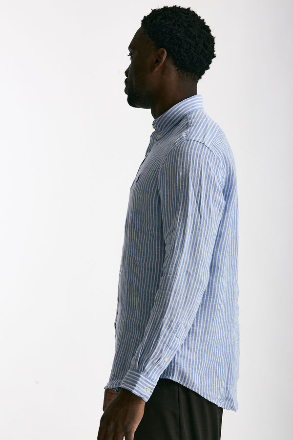Camicia in lino bianco e azzurro uomo Polo ralph lauren