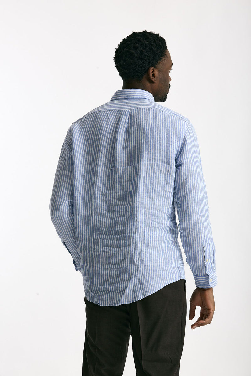 Camicia in lino bianco e azzurro uomo Polo ralph lauren - 3