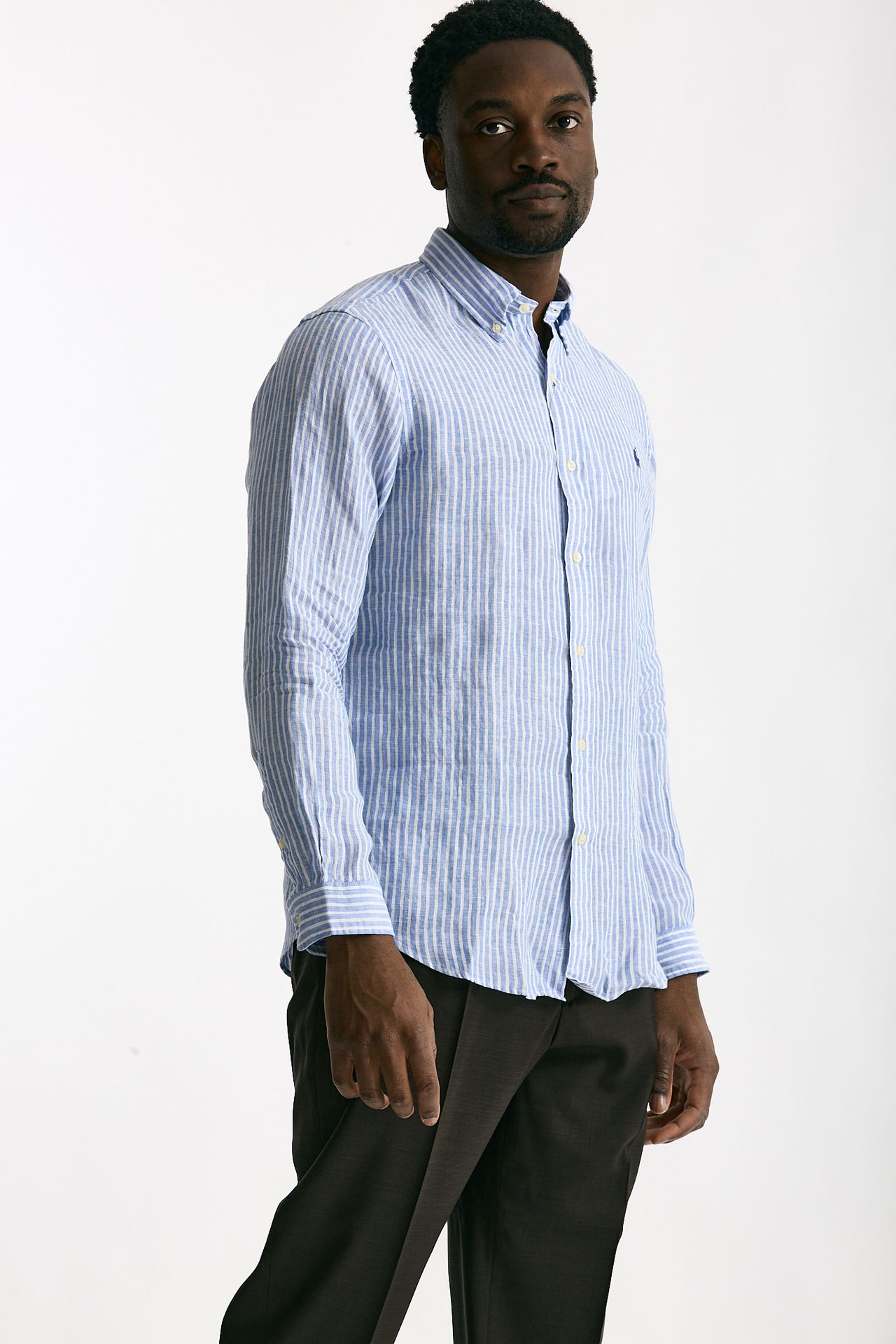 Camicia in lino bianco e azzurro uomo Polo ralph lauren - 4
