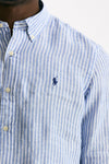 Camicia in lino bianco e azzurro uomo Polo ralph lauren - 5