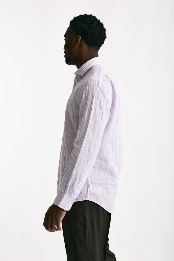 Camicia in lino bianco e lilla uomo Polo ralph lauren
