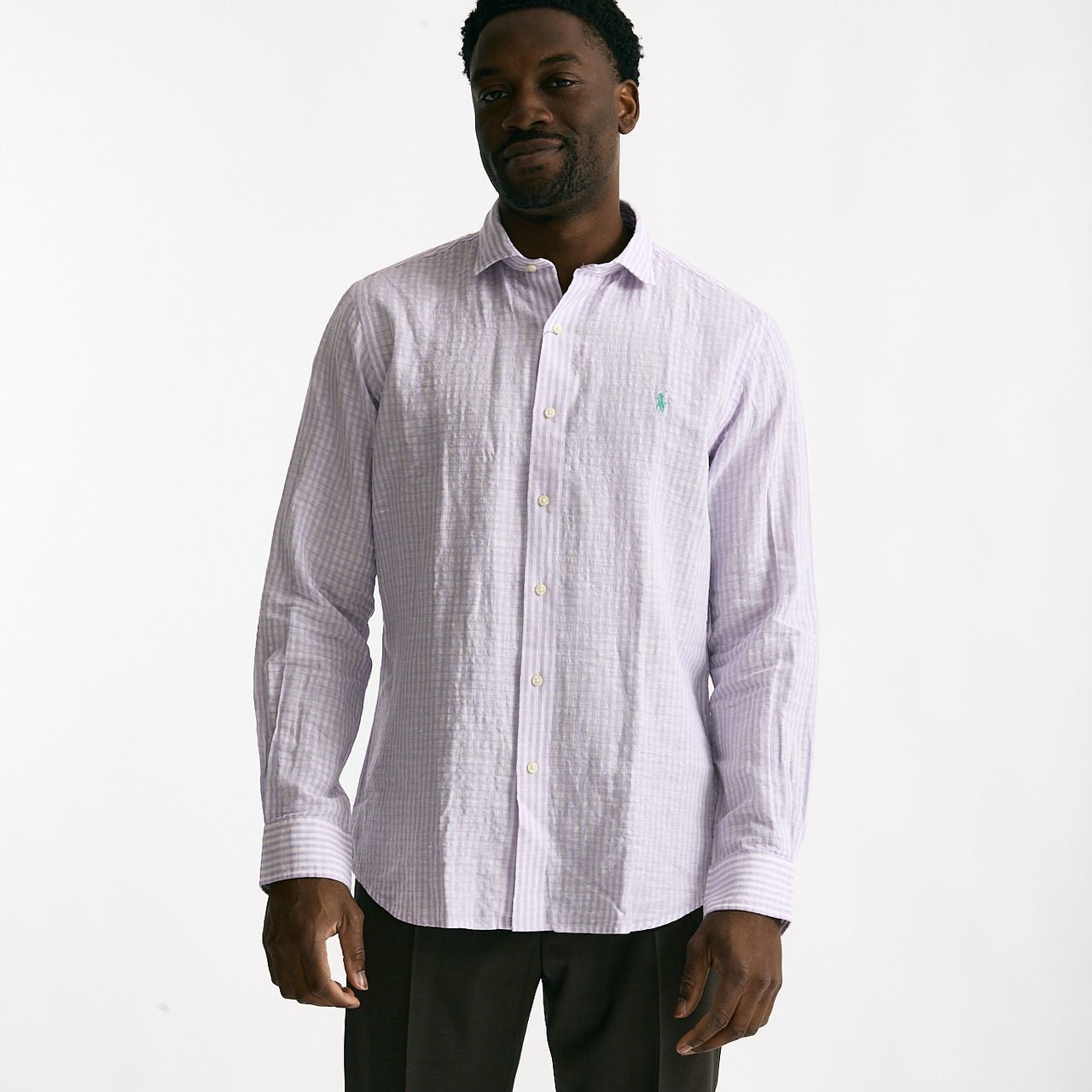 Camicia in lino bianco e lilla uomo Polo ralph lauren - 6