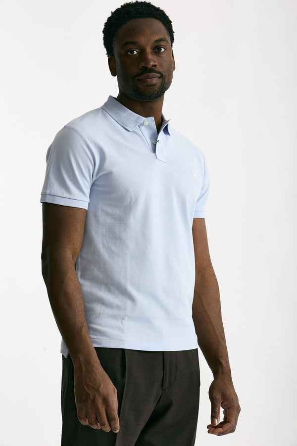 Polo in cotone piquet azzurro uomo Polo ralph lauren