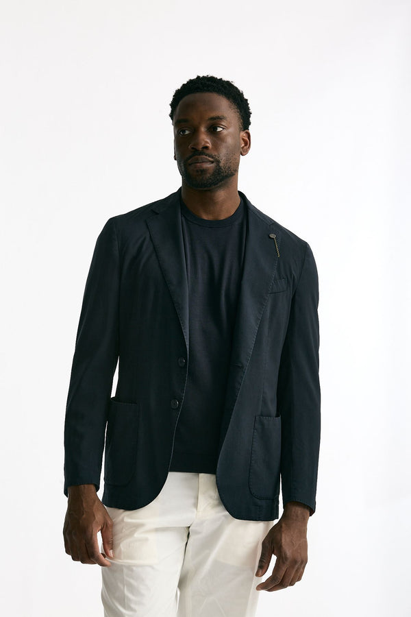 Giacca monopetto in lana lavata colore blu uomo Santaniello