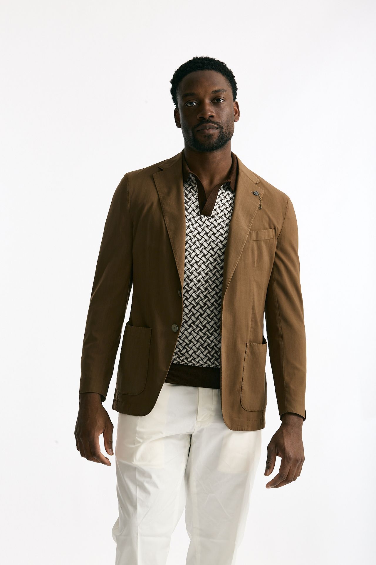 Giacca monopetto in lana lavata colore cammello uomo Santaniello - 2