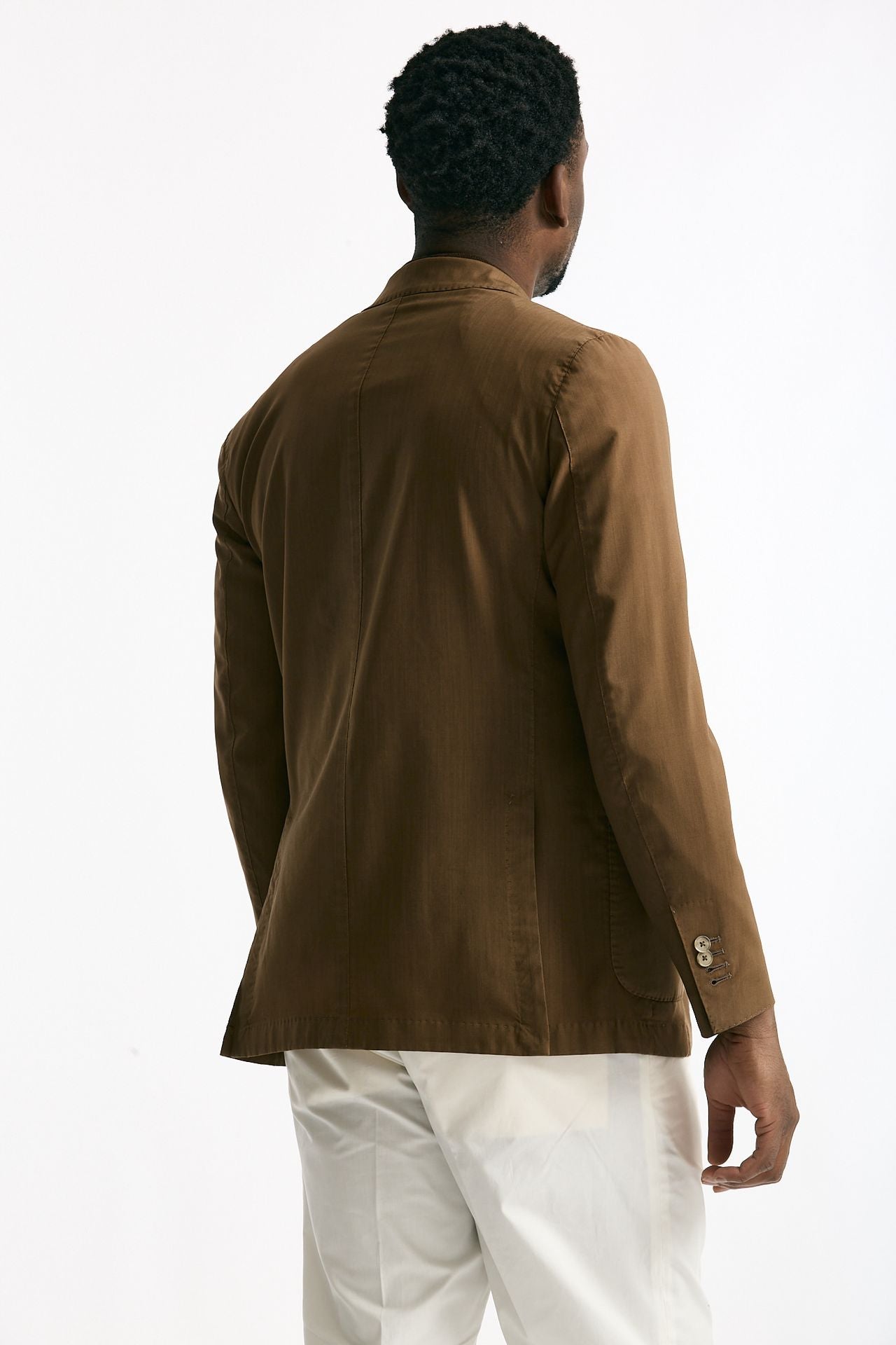 Giacca monopetto in lana lavata colore cammello uomo Santaniello - 4