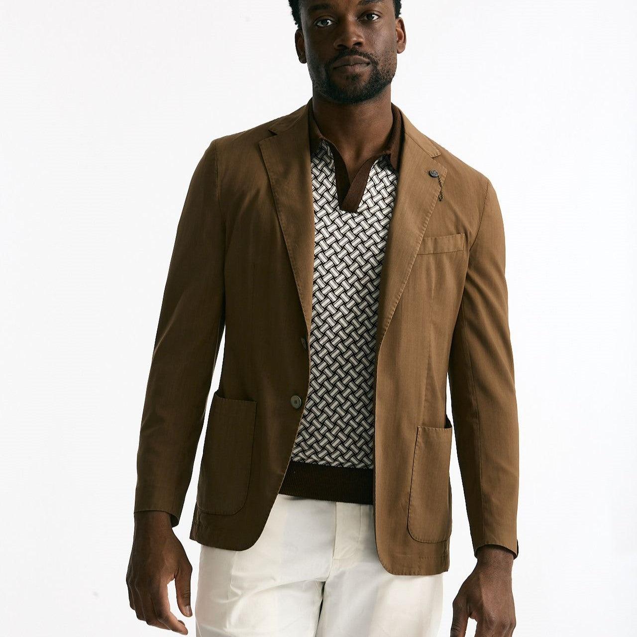 Giacca monopetto in lana lavata colore cammello uomo Santaniello - 7