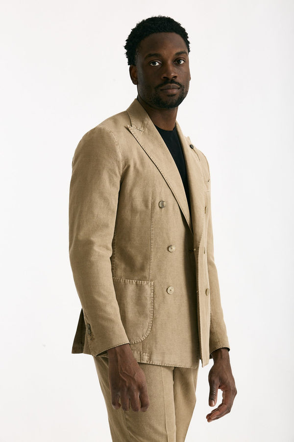 Abito doppiopetto beige Cotone e lino lavato uomo Santaniello