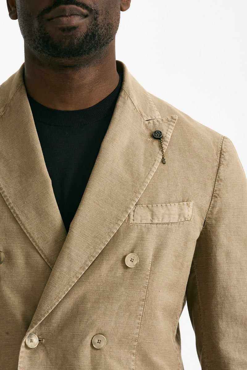 Abito doppiopetto beige Cotone e lino lavato uomo Santaniello - 5