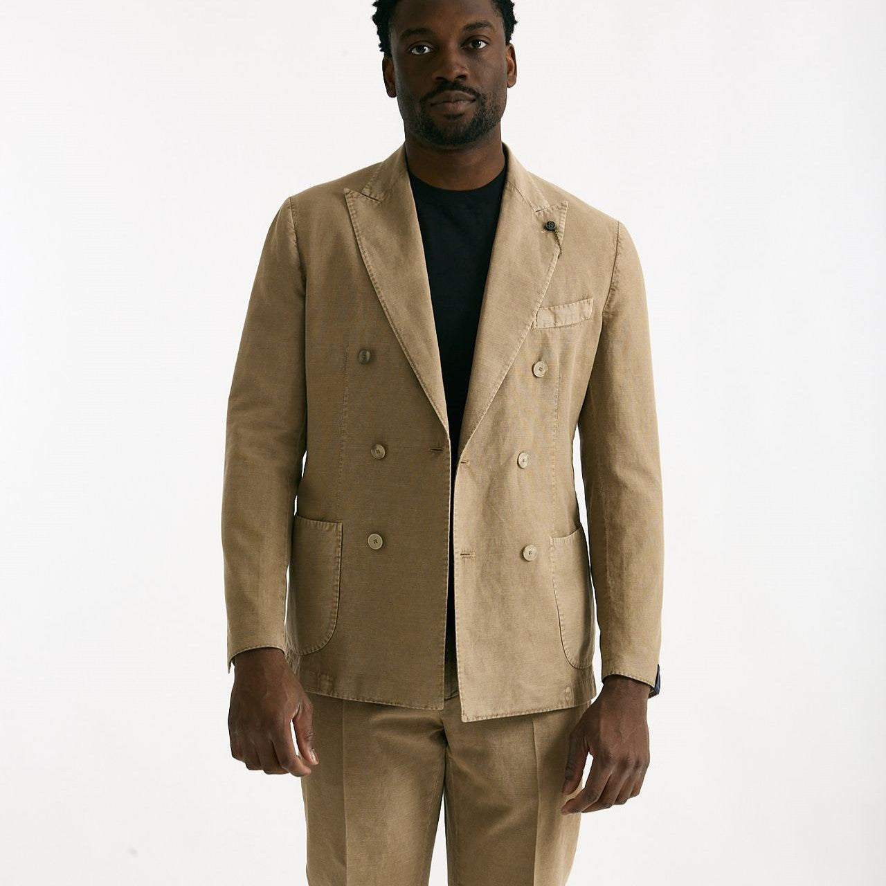 Abito doppiopetto beige Cotone e lino lavato uomo Santaniello - 9