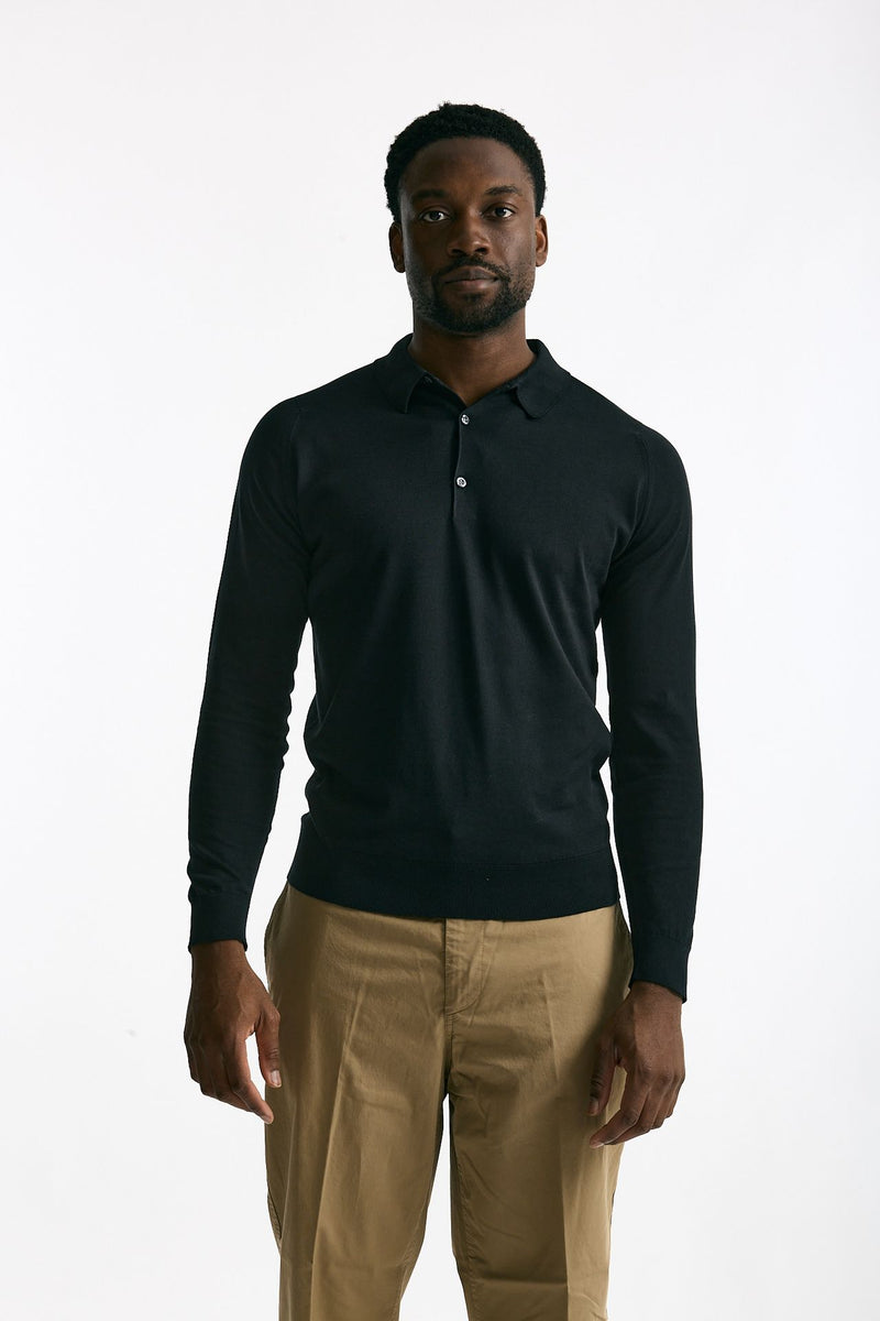 Polo BRADWELL in cotone sea island nero uomo John smedley - 2