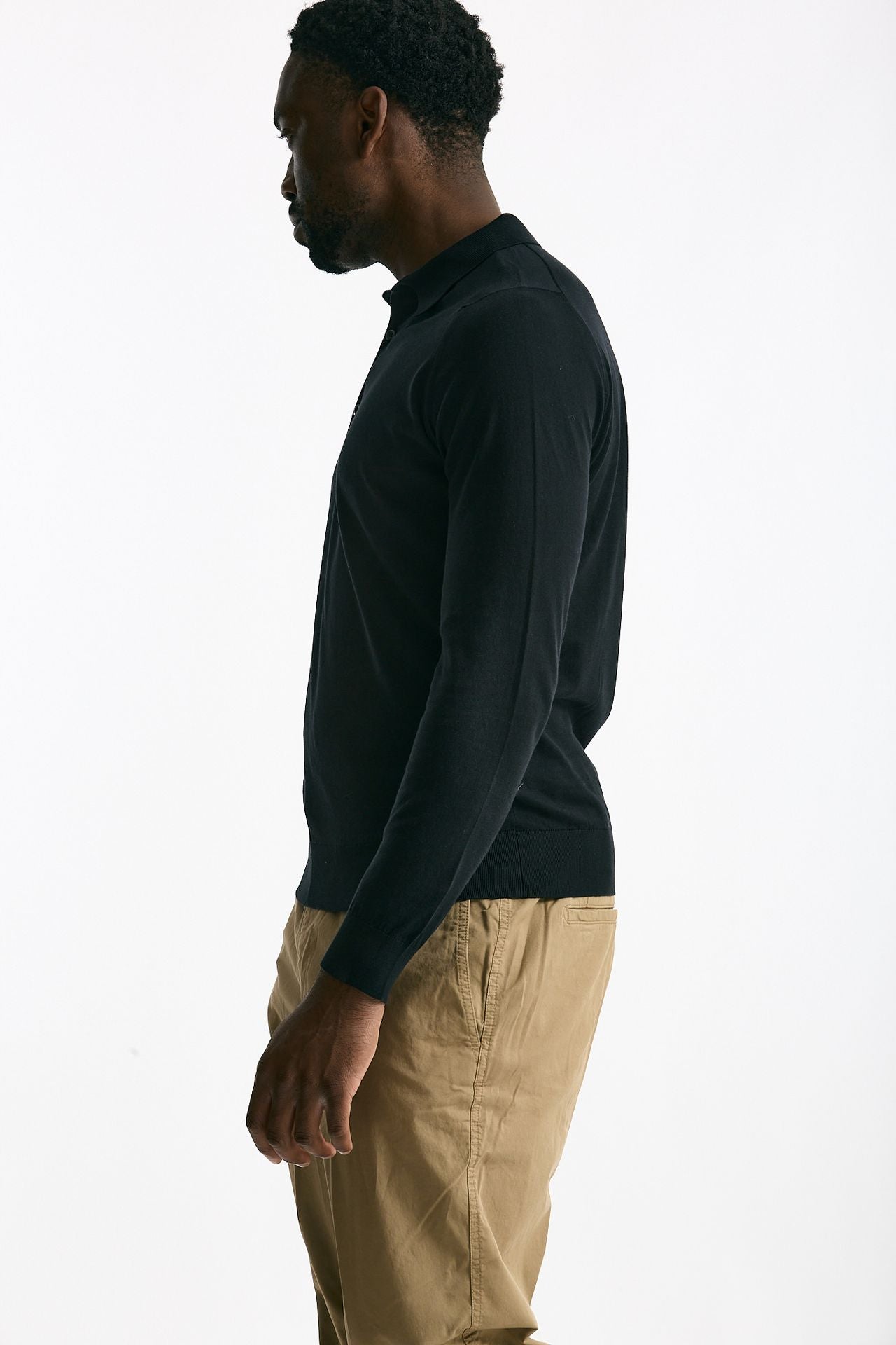Polo BRADWELL in cotone sea island nero uomo John smedley - 3