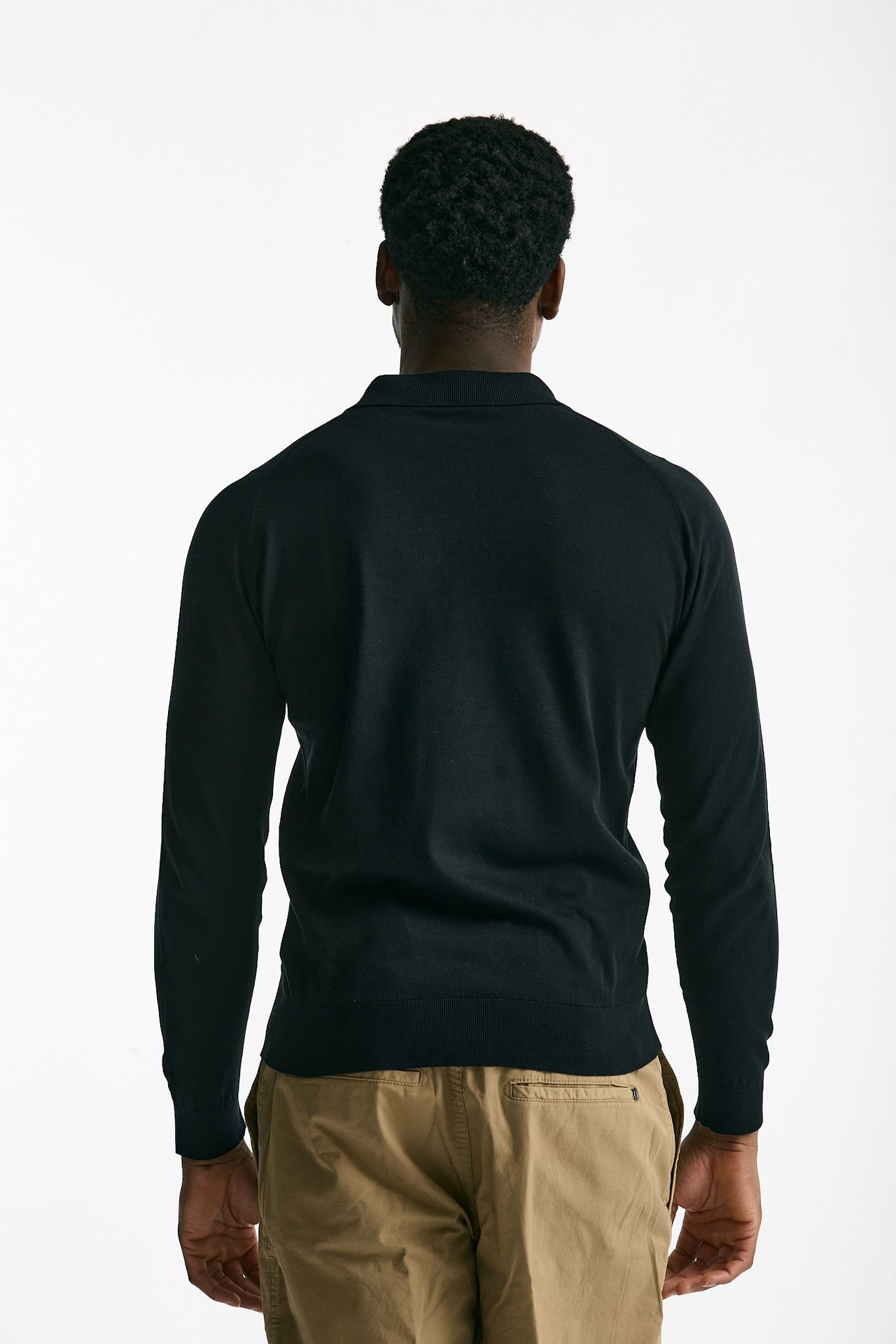 Polo BRADWELL in cotone sea island nero uomo John smedley - 4