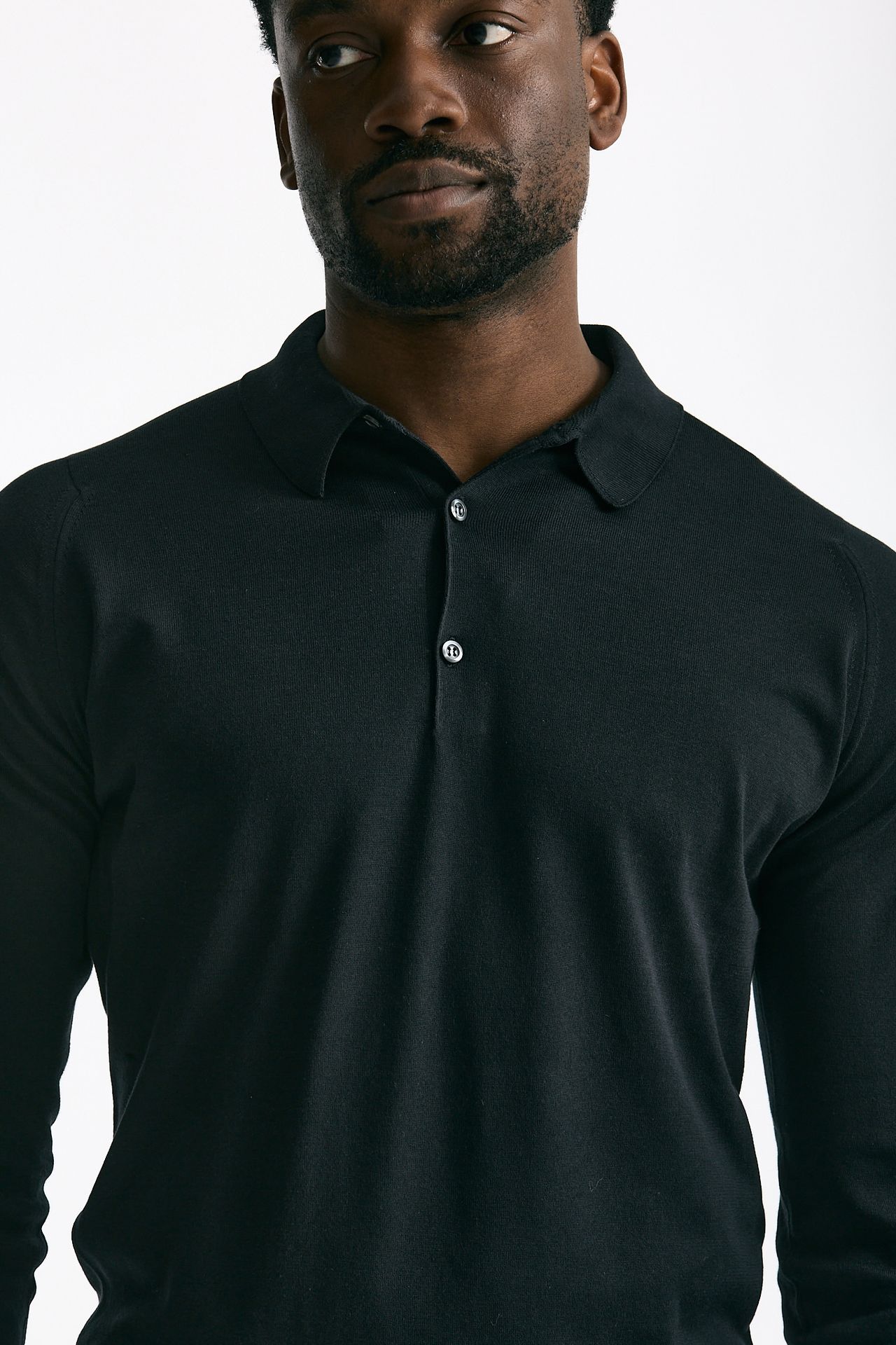 Polo BRADWELL in cotone sea island nero uomo John smedley - 6