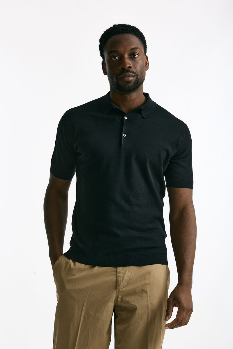 Polo ADRIAN in cotone sea island nero uomo John smedley - 2
