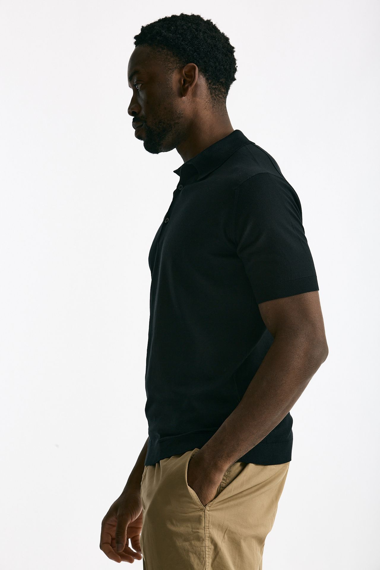 Polo ADRIAN in cotone sea island nero uomo John smedley - 3