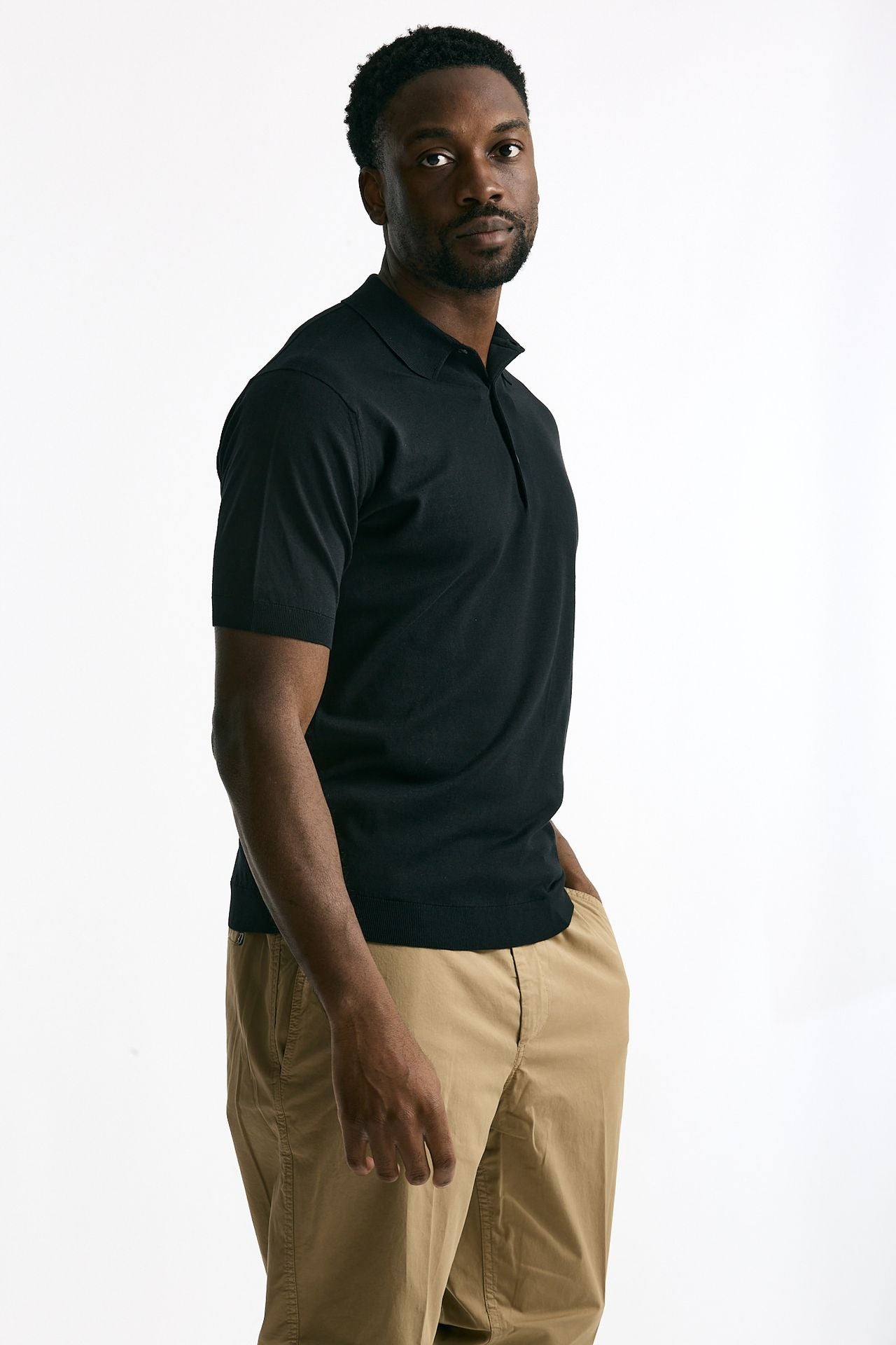 Polo ADRIAN in cotone sea island nero uomo John smedley - 1