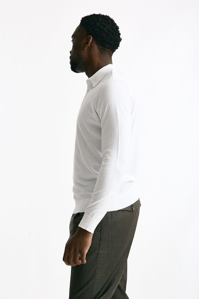 Polo BRADWELL in cotone sea island bianco uomo John smedley - 2