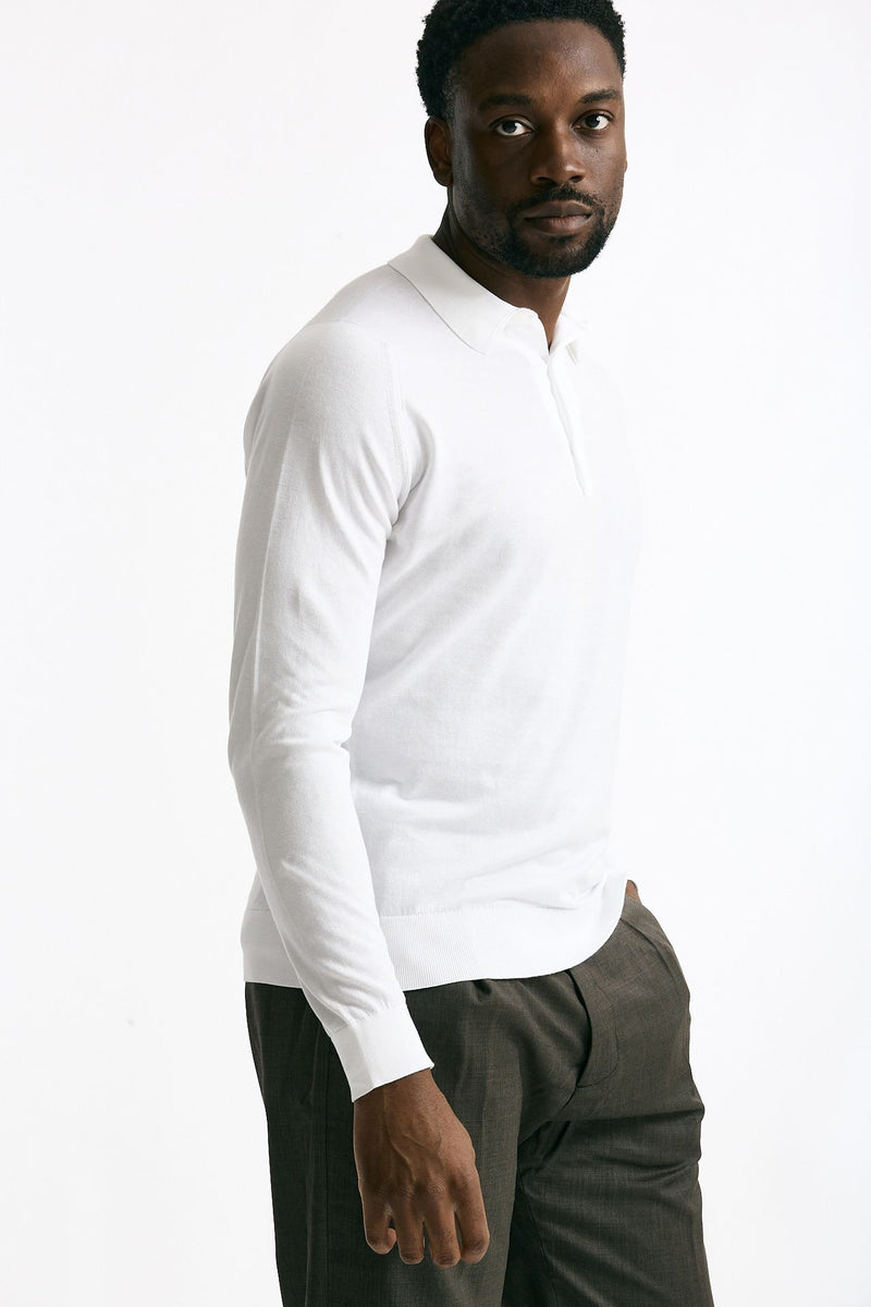 Polo BRADWELL in cotone sea island bianco uomo John smedley - 4