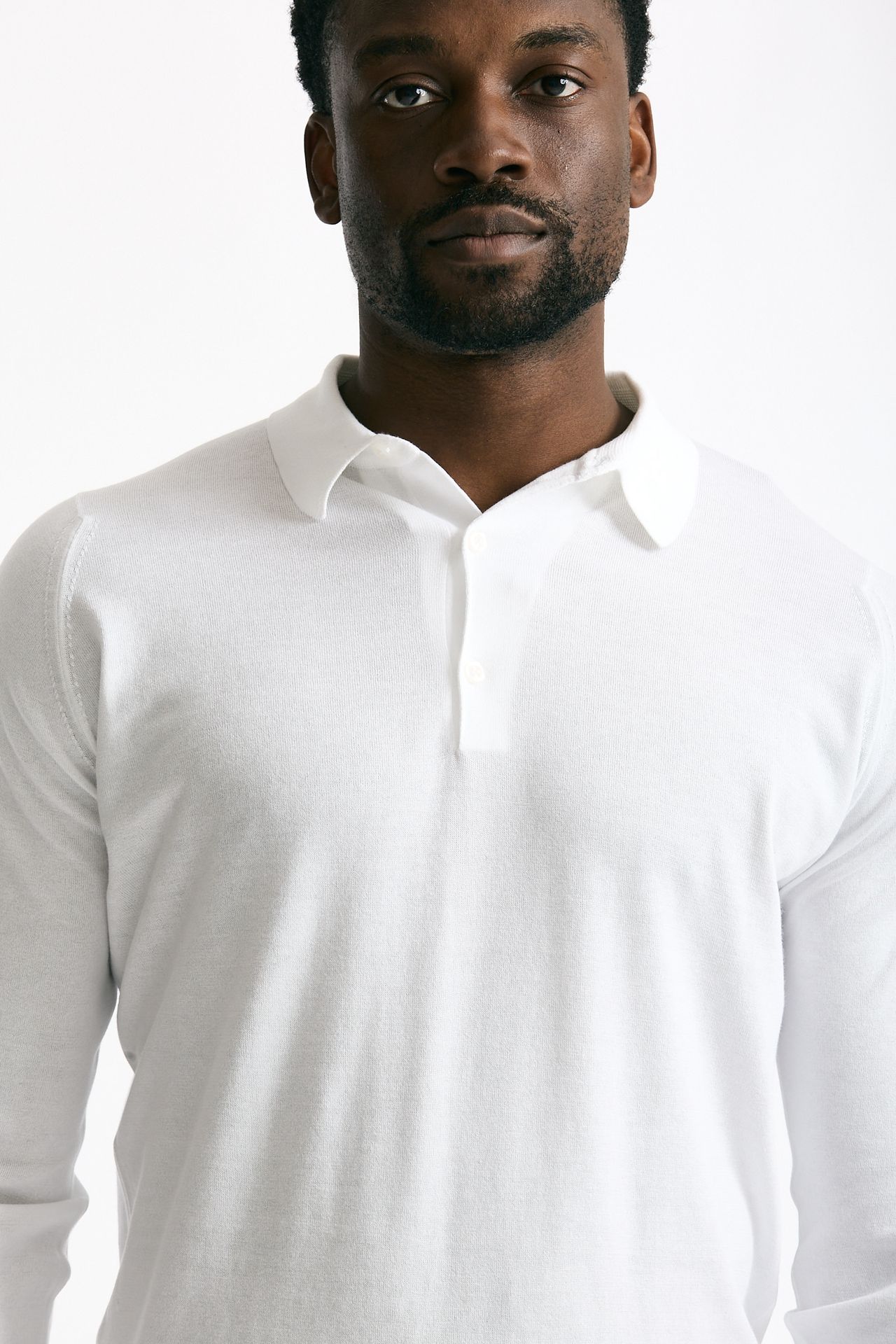 Polo BRADWELL in cotone sea island bianco uomo John smedley - 5