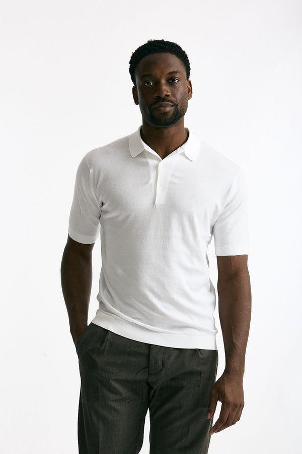 Polo ADRIAN in cotone sea island bianco uomo John smedley