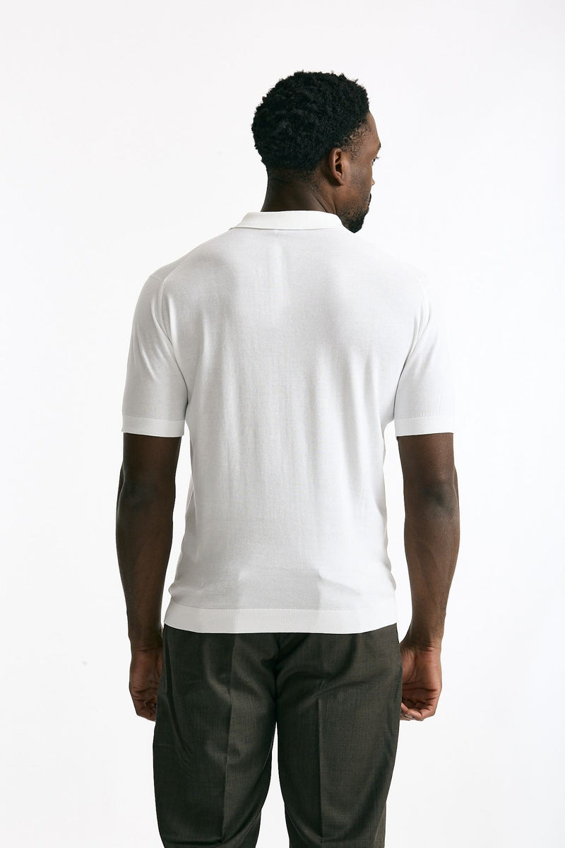 Polo ADRIAN in cotone sea island bianco uomo John smedley - 3