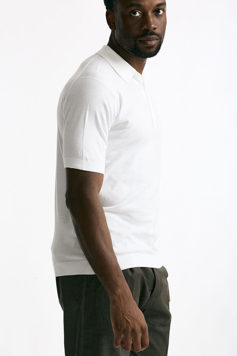 Polo ADRIAN in cotone sea island bianco uomo John smedley - 4