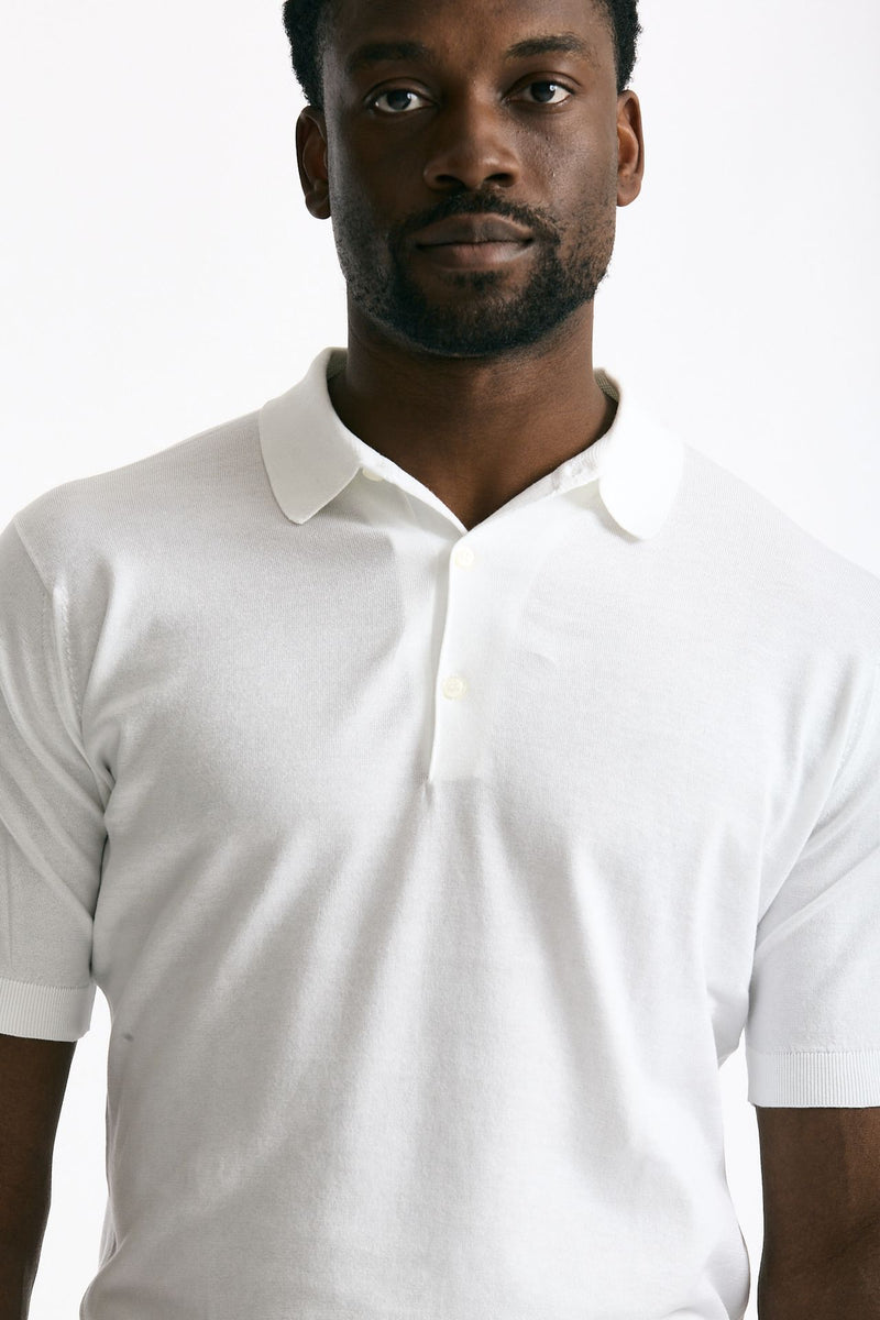 Polo ADRIAN in cotone sea island bianco uomo John smedley - 5