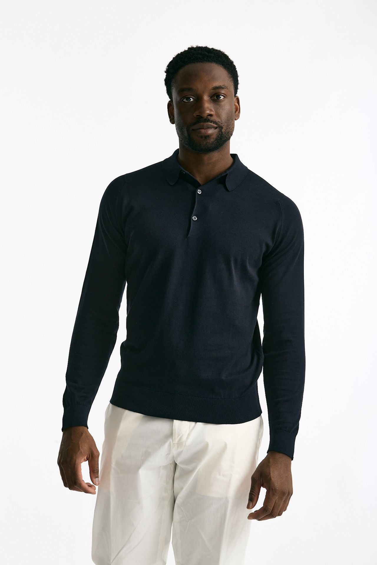Polo BRADWELL in cotone sea island blu uomo John smedley - 2