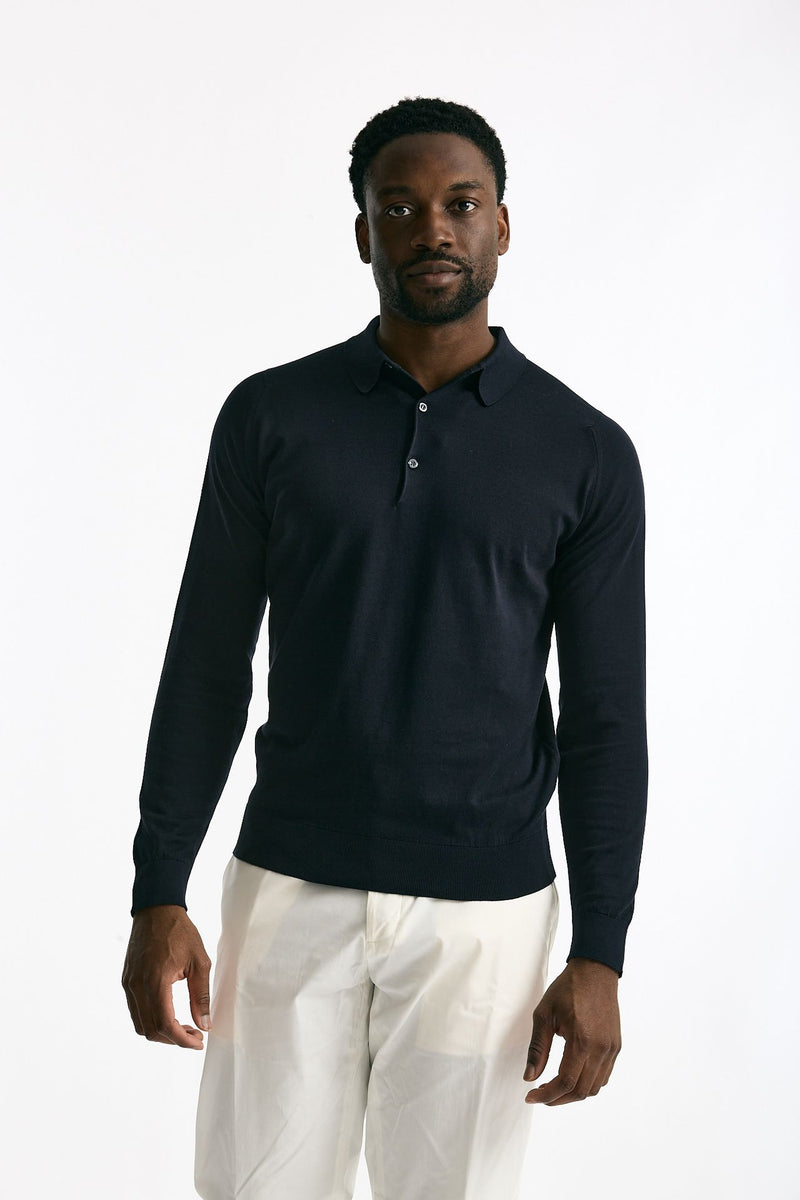 Polo BRADWELL in cotone sea island blu uomo John smedley - 2