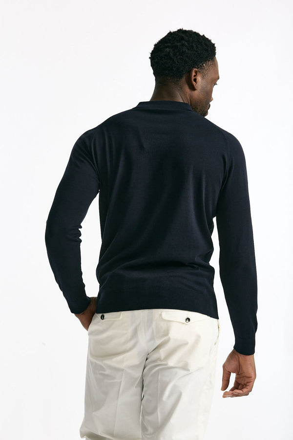 Polo BRADWELL in cotone sea island blu uomo John smedley