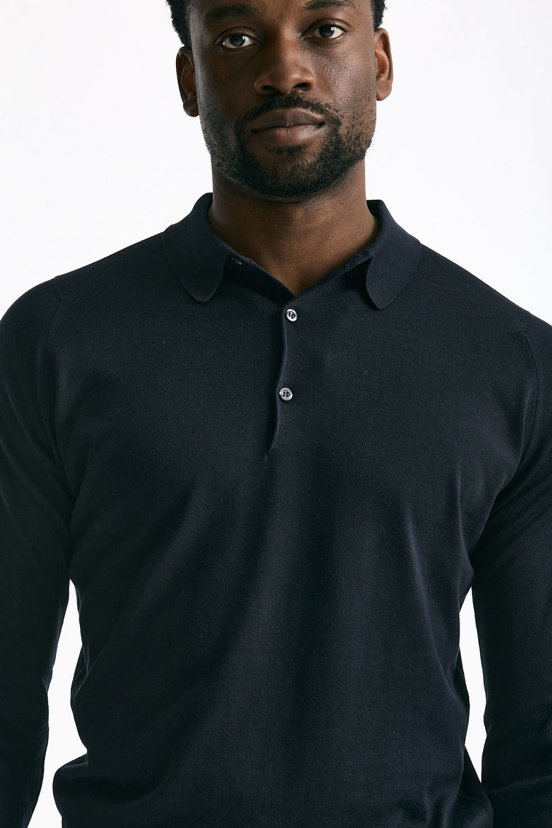 Polo BRADWELL in cotone sea island blu uomo John smedley - 4
