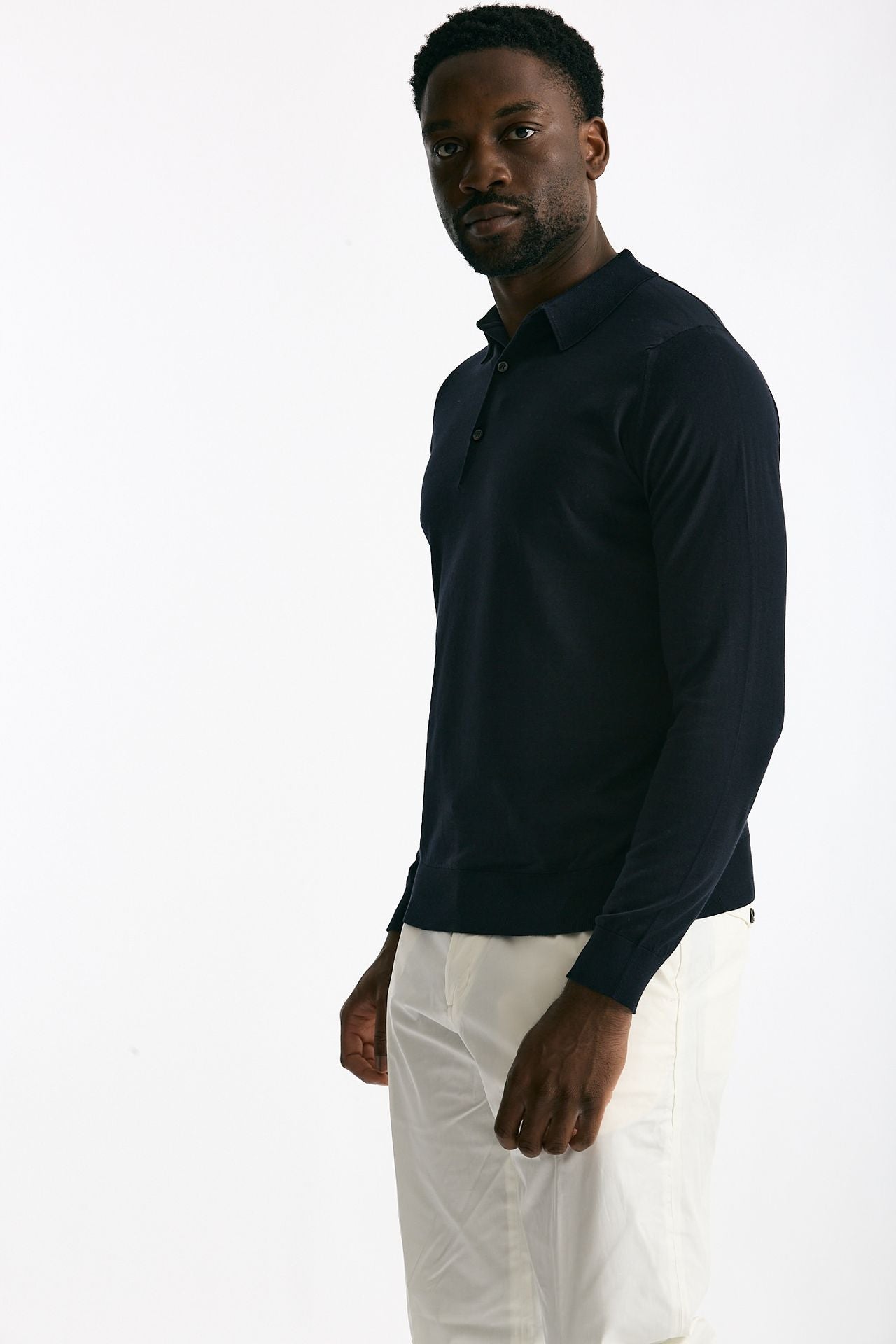 Polo BRADWELL in cotone sea island blu uomo John smedley - 5